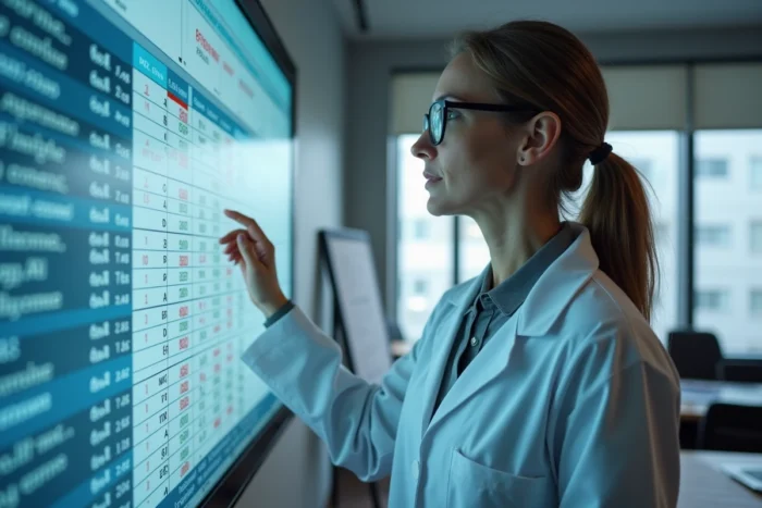 Analyste de données expliquant la différenciation des codes EPA et AI dans un tableau de classification produits industriels