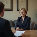 Femme consultant un conseiller funéraire pour un devis d'obsèques à Tours